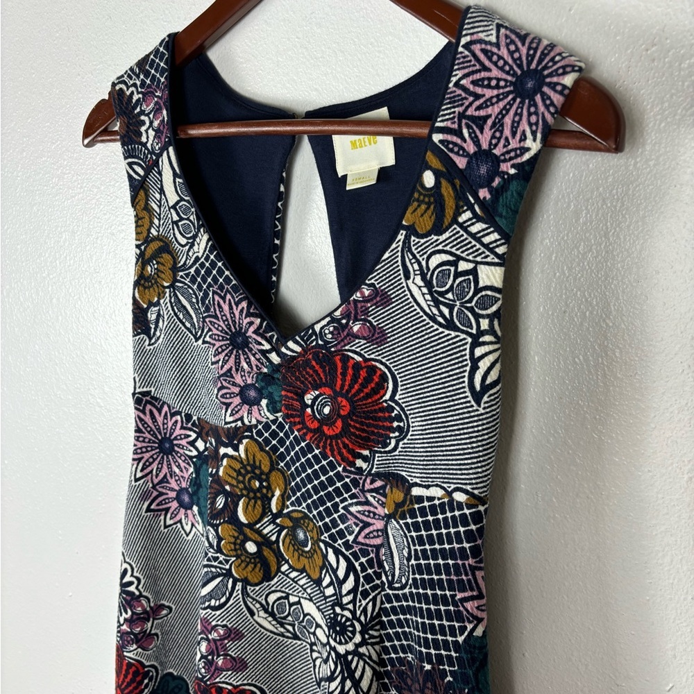Maeve Anthropologie Fairchild Floral Scoop Neck Sleeveless Mini Dress Women's XS - Picture 6 of 12